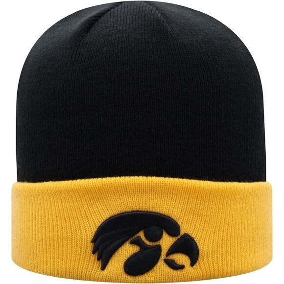 lowa Hawkeyes Top of the World Core Cuffed‎ Knit Hat Black/Gold OS NWT IN PKG - Picture 1 of 5